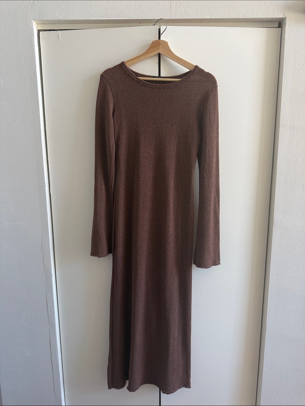 Zara Brown Textured Long Dress
